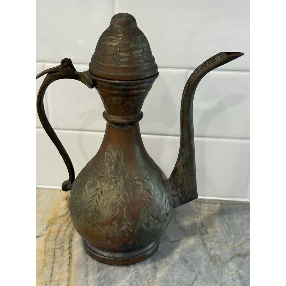 Antique Middle East Turkish Ottoman Or Middle Eastern Copper Jug Pitcher RARE